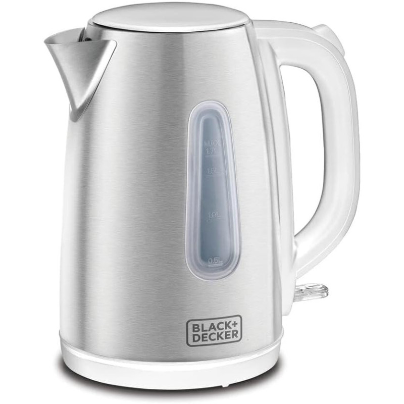 Black+Decker 2200W 1.7L Cordless Electric Kettle With Water-Level Indicator, Removable Filter, Auto Shut-Off And Stainless Steel Body, Perfect For Warm Beverages JC454-B5, 1 Year Warranty