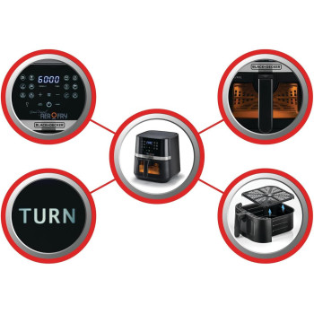 Black+Decker XXL 2 Kg 8.5 L Air Fryer, 5.6L Basket , 1800W, Touch Screen, 12-In-1 With Rapid Hot Air Circulation For Frying, Grilling, Broiling, Roasting, And Baking AF5800-B5, 1 Year Warranty