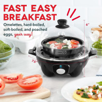 Dash Rapid Electric Egg Cooker For Hard Boiled, Poached And Scrambled Eggs, Or Omelets For Capacity Of 6 Eggs With Auto Shut Off Feature - Black, 1 Year Warranty