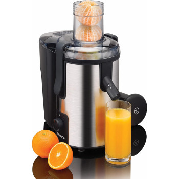 Kenwood Juicer 700W Stainless Steel Juice Extractor With 75mm Wide Feed Tube, 2 Speed, Transparent Juice Jug, Pulp Container, Anti Drip For Home, Office, Restaurant And Cafeteria JEM50.000BS, Silver And Black, 1 Year Warranty
