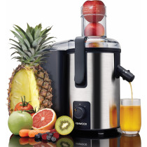 Kenwood Juicer 700W Stainless Steel Juice Extractor With 75mm Wide Feed Tube, 2 Speed, Transparent Juice Jug, Pulp Container, Anti Drip For Home, Office, Restaurant And Cafeteria JEM50.000BS, Silver And Black, 1 Year Warranty