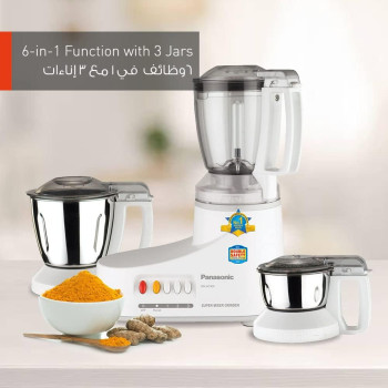Panasonic Mixer Grinder With 3 Jar MXAC300, White, 1 Year Warranty