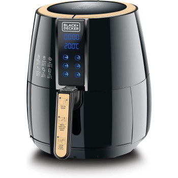 Black+Decker Digital Air Fryer, 1500W, 4L 1.2Kg, 360 Degree Hot Air Convection Technology, Temperature And Time Controller, Touch Digital Display, Frying Grilling, Roasting And Baking, A400-B5, 1 Year Warranty