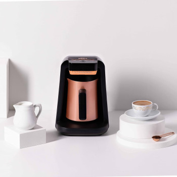 Arzum Okka Rich Automatic Turkish Coffee And Hot Beverage Maker, Velvetiser, Black Copper, 1 Year Warranty