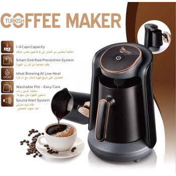 Red Berry Home Automatic Turkish Coffee Maker Machine, 1 To 5 Cups, Cordless Electric Coffee Pot, Electric Turkish Coffee Machine, Black Gold, Best Buy, 1 Year Warranty