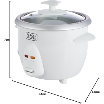 Black+Decker 350W 0.6L Rice Cooker With Removable Nonstick Bowl, Steaming Tray, Water Level Indicator And A Glass Lid With Cool Touch, For Healthy Meals RC650-B5, 1 Year Warranty