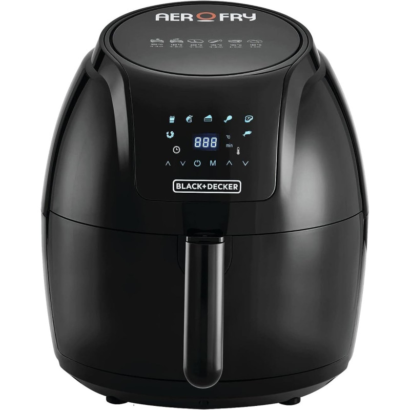Black+Decker XL Digital Air Fryer, 1800W, 5.6L/1.5Kg, 7 Presets, Crispy And Healthy Cooking, Rapid Air Technology And Led Display, Best For Frying, Grilling, Roasting, Baking, AF625-B5, 1 Year Warranty