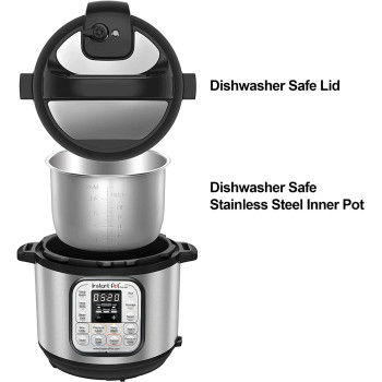 Instant Duo6, 1000W 7-In-1 Smart Multi Cooker, 5.7L Electric Pressure Cooker, Slow Cooker, Rice Cooker, Saute Pan, Yoghurt Maker, Steamer And Food Warmer, Stainless Steel, 2 Years Warranty