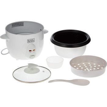 Black+Decker 400W 1L Rice Cooker Removable Nonstick Bowl And Steaming Tray With Water Level Indicator And Glass Lid With Cool Touch, For Healthy Meals Rc1050-B5, 1 Year Warranty