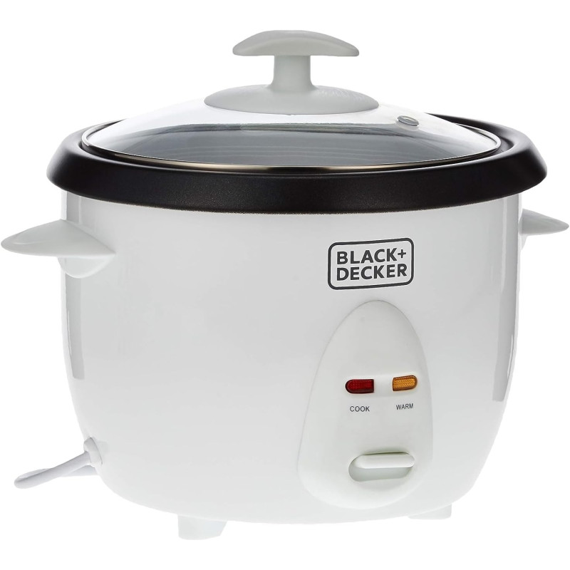 Black+Decker 400W 1L Rice Cooker Removable Nonstick Bowl And Steaming Tray With Water Level Indicator And Glass Lid With Cool Touch, For Healthy Meals Rc1050-B5, 1 Year Warranty