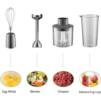 Miui Powerful 1000W 4-In-1 Hand Immersion Blender,9-Speed Immersion Multi-Purpose Stainless Steel Stick Blender,700Ml Mixing Beaker,500Ml Food Processor,Whisk, 1 Year Warranty