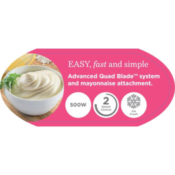 Kenwood Chopper 500W Electric Food Chopper With 2 X 500Ml Bowl, Dual Speed, Stainless Steel Quad Blade, Multi Mayo Mayonnaise Attachment, Spatula, Ice Crush Function Chp61.200Wh White, 1 Year Warranty