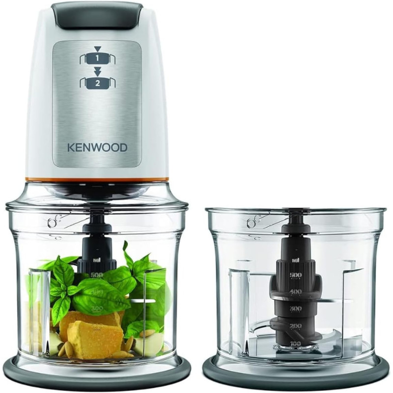 Kenwood Chopper 500W Electric Food Chopper With 2 X 500Ml Bowl, Dual Speed, Stainless Steel Quad Blade, Multi Mayo Mayonnaise Attachment, Spatula, Ice Crush Function Chp61.200Wh White, 1 Year Warranty