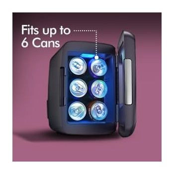 Switch Infinity Portable Mini Fridge, 4L Capacity For Food, Beverages, Skincare, Cosmetics And More, Fits 6 Cans, Adjustable LED Colors, Car And Home Charging, Compact, For Home, Office, Outdoors, 1 Year Warranty