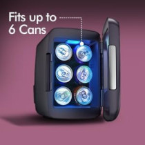 Switch Infinity Portable Mini Fridge, 4L Capacity For Food, Beverages, Skincare, Cosmetics And More, Fits 6 Cans, Adjustable LED Colors, Car And Home Charging, Compact, For Home, Office, Outdoors, 1 Year Warranty