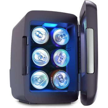 Switch Infinity Portable Mini Fridge, 4L Capacity For Food, Beverages, Skincare, Cosmetics And More, Fits 6 Cans, Adjustable LED Colors, Car And Home Charging, Compact, For Home, Office, Outdoors, 1 Year Warranty
