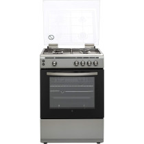 Hoover 60 X 60 Cm Full Gas Cooker And Grill, Full Safety Cooking Range With 4 Burners And Oven, Enamel Pan Support, Auto Ignition, Push Botton Knobs, FGC6060-S1V (Silver), 1 Year Warranty
