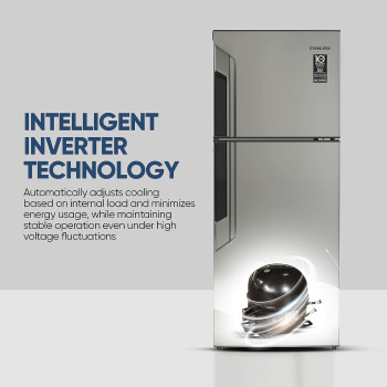 Nikai 267L Refrigerator + 64L Freezer Capacity Double Door Refrigerator, No Frost Top Mount Fridge, R600A Power Saving, CFC Free, 10 Years Inverter Compressor Warranty, St Steel Finish, Made In India-NRF500FSS