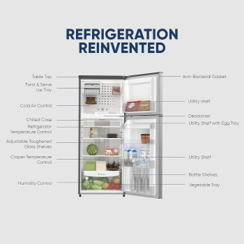 Nikai 267L Refrigerator + 64L Freezer Capacity Double Door Refrigerator, No Frost Top Mount Fridge, R600A Power Saving, CFC Free, 10 Years Inverter Compressor Warranty, St Steel Finish, Made In India-NRF500FSS