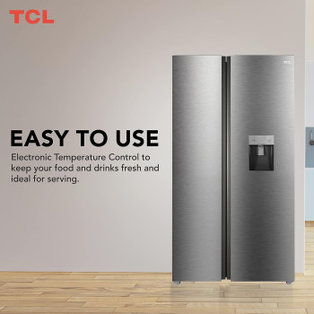 TCL 790 Litre Side By Side Door Refrigerator, Water Dispenser, Twin Eco Inverter, Electronic Touch Display, Freeze, Twist Ice Maker, Inox Finish, P790SBSNWD With 1 Year Warranty