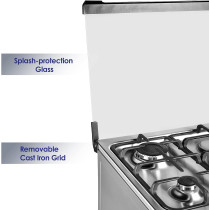 Super General 80 X 60 Cm, 5 Gas Burners, Gas Oven With Rotisserie Free Standing Gas Cooker, Stainless Steel - SGC801FS, 1 Year Warranty