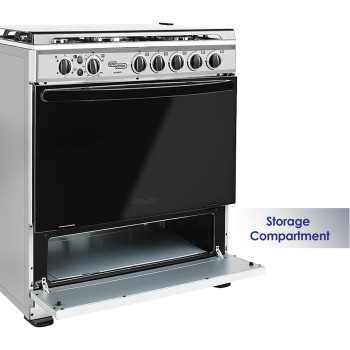 Super General 80 X 60 Cm, 5 Gas Burners, Gas Oven With Rotisserie Free Standing Gas Cooker, Stainless Steel - SGC801FS, 1 Year Warranty