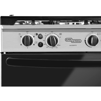 Super General 80 X 60 Cm, 5 Gas Burners, Gas Oven With Rotisserie Free Standing Gas Cooker, Stainless Steel - SGC801FS, 1 Year Warranty