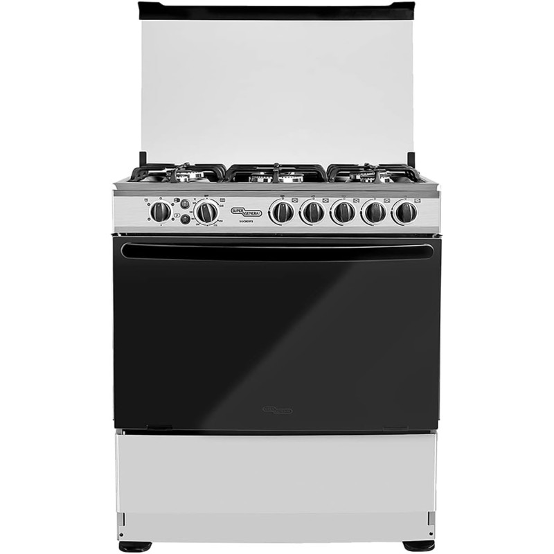 Super General 80 X 60 Cm, 5 Gas Burners, Gas Oven With Rotisserie Free Standing Gas Cooker, Stainless Steel - SGC801FS, 1 Year Warranty