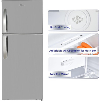 Super General 510 Litres Gross Double Door Refrigerator-Freezer, No-Frost, Multi-Flow-Cooling, Lock And Key, Inox, SGR-510-L, 70.5 X 68.2 X 178 Cm, 1 Year Warranty