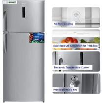Super General 610 Litres Gross Top-Mount Refrigerator-Freezer, No-Frost, Inverter, Electronic Temperature-Control, Lock And Key, Silver, SGR615L, 79 X 68 X 178 Cm, 1 Year Warranty