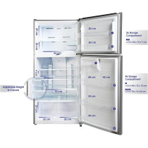 Super General 750 Litres Gross Double Door Refrigerator-Freezer, No-Frost, Interior LED, Lock And Key, Inox, SGR-845-SS, 83.4 X 82 X 184.1 Cm, 1 Year Warranty