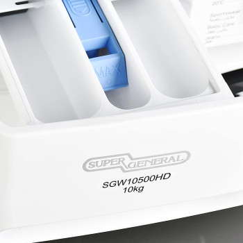 Super General 10 Kg Front Loading Washing Machine SGW-10500-HD, 1500 RPM Washer, Energy-Efficient, Hidden Led-Display, Silver, 15 Programs, 1 Year Warranty