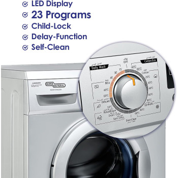 Super General 6 Kg Front Loading Washing-Machine SGW-6100-NLEDS, 23 Programs, 1000 RPM, Energy-Saving, Economic Washer, Silver, 1 Year Warranty