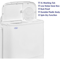 Super General 6 Kg Twin-Tub, Semi-Automatic Washing Machine, White, Efficient Top-Load Washer With Low Noise Gear Box, Spin-Dry, SGW-610-X, 75 X 44 X 89 Cm, 1 Year Warranty