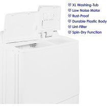 Super General 14 Kg Twin-Tub Semi-Automatic Washing Machine, White, Efficient Top-Load Washer With Lint Filter, Spin-Dry, SGW-150-N, 99.5 X 55.5 X 115.5 Cm, 1 Year Warranty