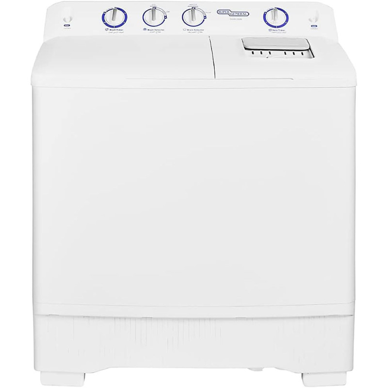 Super General 14 Kg Twin-Tub Semi-Automatic Washing Machine, White, Efficient Top-Load Washer With Lint Filter, Spin-Dry, SGW-150-N, 99.5 X 55.5 X 115.5 Cm, 1 Year Warranty