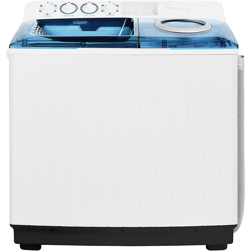 Super General 12 Kg Twin-Tub Semi-Automatic Washing Machine, White Blue, Efficient Top-Load Washer With Lint Filter, Spin-Dry, SGW-125, 95 X 58 X 103.5 Cm, 1 Year Warranty