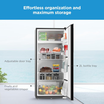 Midea 268 Litres Free Standing Single Door Refrigerator, Semi Auto Defrosting, Tempered Glass, Full Insulation Body, Best Compact Small Fridge For Mini-Bar, Kitchen, Home Or Office, MDRD268FGE28, 1 Year Warranty