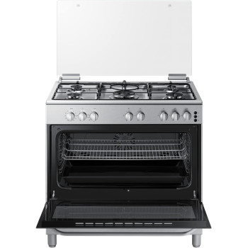 Samsung Oven Gas Range With Triple Power Burner, 89L, Silver, 4.5 Kw Triple Power Burner And Auto Turnspit, Nx36BG48531SSG, 1 Year Warranty