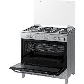 Samsung Oven Gas Range With Triple Power Burner, 89L, Silver, 4.5 Kw Triple Power Burner And Auto Turnspit, Nx36BG48531SSG, 1 Year Warranty