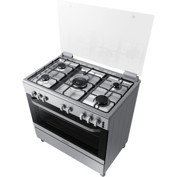 Samsung Oven Gas Range With Triple Power Burner, 89L, Silver, 4.5 Kw Triple Power Burner And Auto Turnspit, Nx36BG48531SSG, 1 Year Warranty