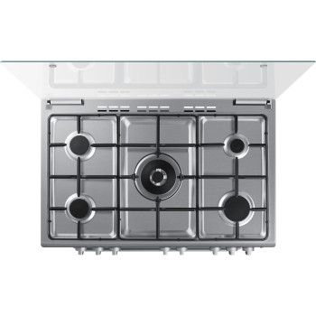 Samsung Oven Gas Range With Triple Power Burner, 89L, Silver, 4.5 Kw Triple Power Burner And Auto Turnspit, Nx36BG48531SSG, 1 Year Warranty