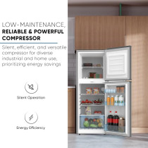Nikai 190L Double Door Refrigerator With Vegetable Crisper And Adjustable Glass Shelves, Convenient Defrosting And Temperature Control, Ideal For Kitchen, Bedroom, Office And Hotels - NRF190DN4S (Silver), 1 Year Warranty