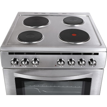 Hoover Electric Cooker, 60Cm, 4 Hot Plate, Multi Function Oven, Steel, Made In Turkey, FEC66.01S, Min 1 Year Manufacturer Warranty