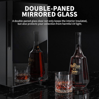 Tdoo Household Glass Door Wine Cooler Fridge Beverage Drinks Refrigerator Cooler Mini Small Bar Fridge Refrigerator Wine Cellar For Bedroom, 1 Year Warranty