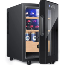 Tdoo Household Glass Door Wine Cooler Fridge Beverage Drinks Refrigerator Cooler Mini Small Bar Fridge Refrigerator Wine Cellar For Bedroom, 1 Year Warranty