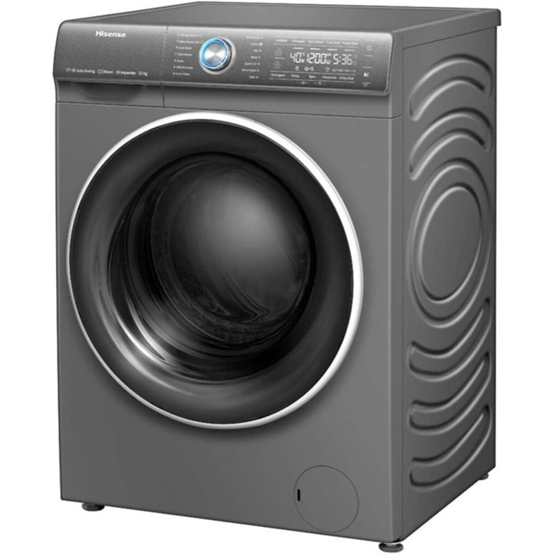 Hisense 12 Kg Front Load Washing Machine 1400 Rpm Quick Wash Drum Clean Led Display Silver-Wfqy1214Evjmt Inverter, 1 Year Warranty