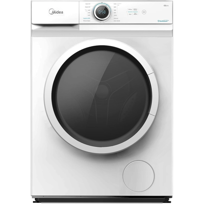 Midea 7Kg Front Load Washing Machine With Bldc Inverter Motor, 1400 Rpm, 15 Programs, Fully Automatic Washer With Lunar Dial, Integrated Digital Control-Led Display, Multiple Temperature Mf100W70Bwgcc, 1 Year Warranty
