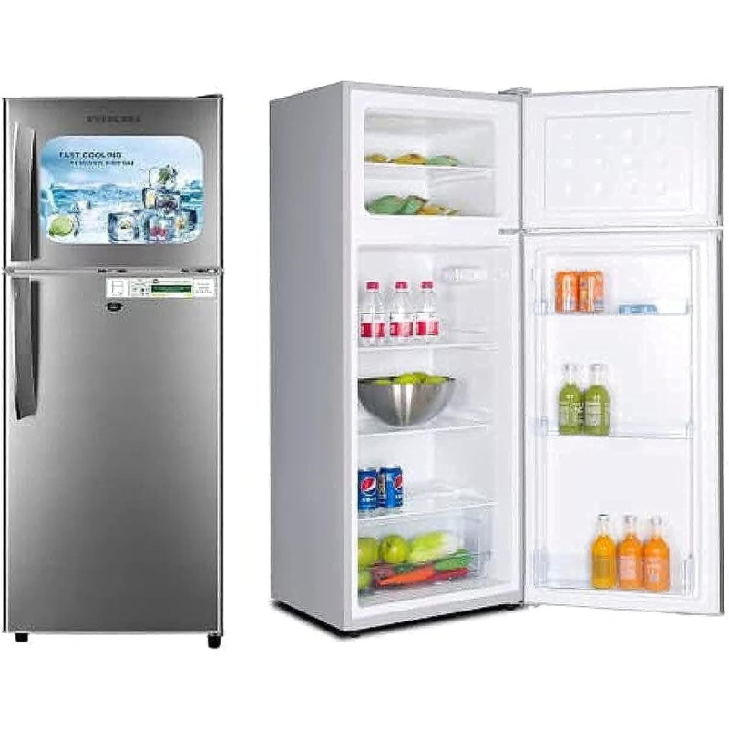Nikai 275L,190L Net Top Mount Double Door Refrigerator, With Vegetable Crisper And Adjustable Glass Shelves, Convenient Defrosting And Temperature Control, Ideal For Kitchen, Bedroom, Office And Hotel -NRF275DN3S, 1 Year Warranty