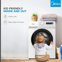 Midea 7 Kg Front Load Washing Machine, 1400 Rpm, 15 Programs, Fully Automatic Washer With Bigger Door, Digital LED Display, Child Lock, Baby Care, Hygiene Pro Functions, 10 Years Motor Warranty, MFN70